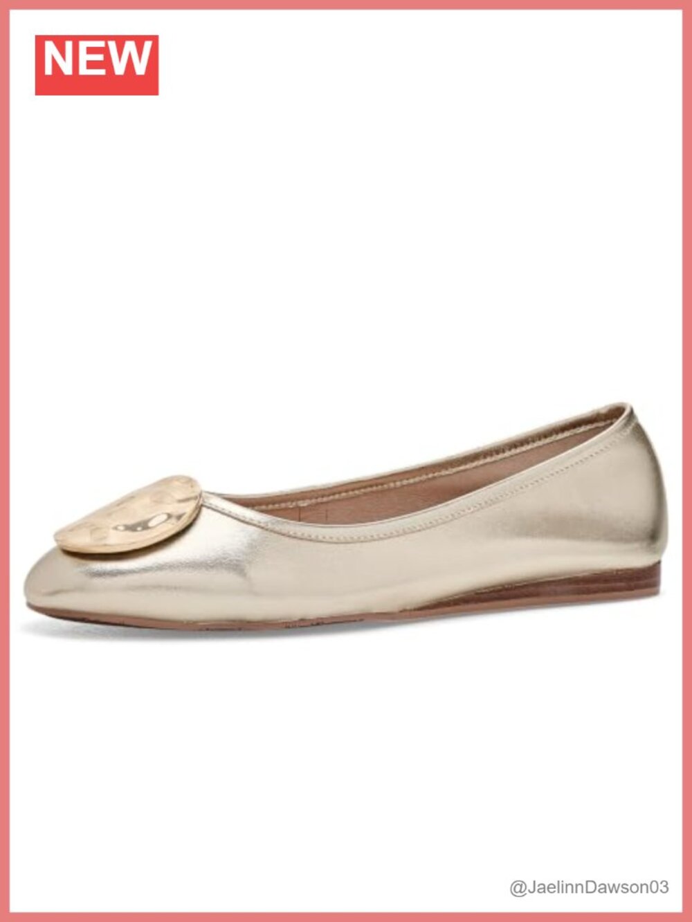 Ornamental Ballet Flats with Metal Detail Leather Round Toe Slip-On